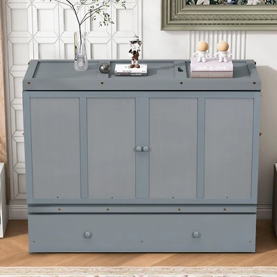 Streamdale Furniture Queen Murphy Bed with Usb Port and a Large Drawer