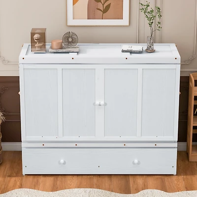 Streamdale Furniture Queen Murphy Bed with Usb Port and a Large Drawer