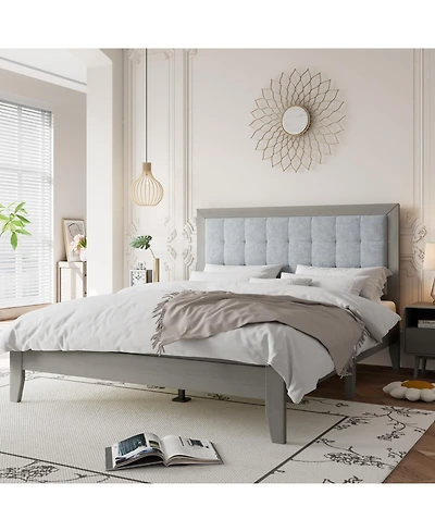 Streamdale Furniture Solid Wood Platform Headboard Queen Bed