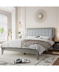 Streamdale Furniture Solid Wood Platform Headboard Queen Bed