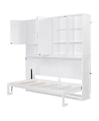 Streamdale Furniture Twin Size Wall Murphy Bed with Cabinet, Shelves, Light & Usb