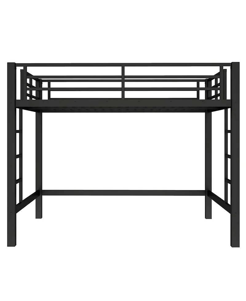 Streamdale Furniture Full Size Metal Loft Bed with Ladder and Guardrails