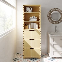 Homsee Bathroom Cabinet With 2 Adjustable Shelves & 3 Drawers