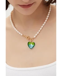Esmee Glaze Heart Pendant Baroque Pearl Necklace