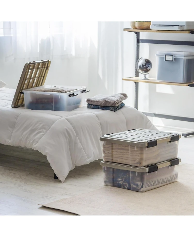 Iris Usa Qt Storage Bins with Gasket Seal Lid, Clear/Chrome