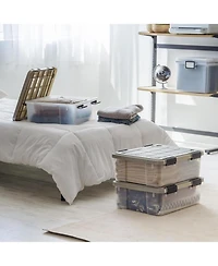 Iris Usa Qt Storage Bins with Gasket Seal Lid, Clear/Chrome