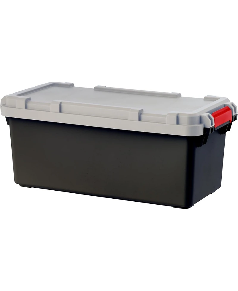 Iris Usa, 15-Gallon, Lockable Storage Trunk Box, Plastic, Black/Gray, 2Pk
