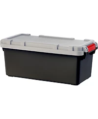 Iris Usa, 15-Gallon, Lockable Storage Trunk Box, Plastic, Black/Gray, 2Pk