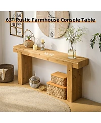 Streamdale Furniture 63" Solid Wood Console Table - Rustic Farmhouse Sofa Table