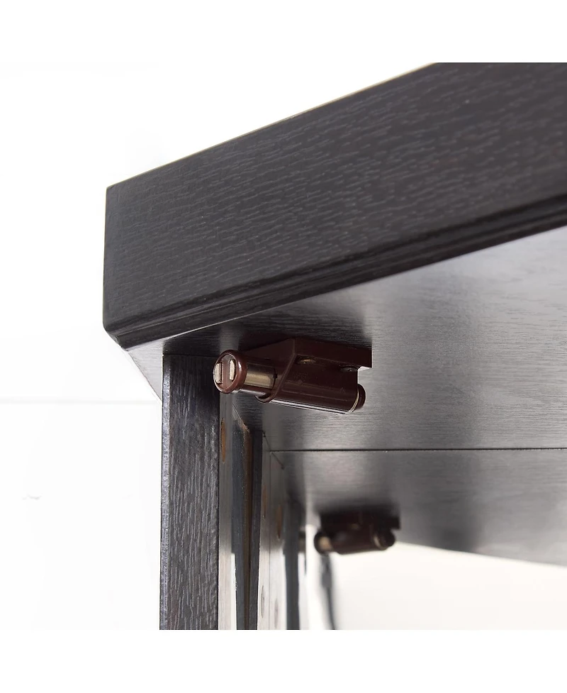 Streamdale Furniture Lighted Corner Curio Cabinet - Glass Display Case for Living Room & Bar Storage - Black