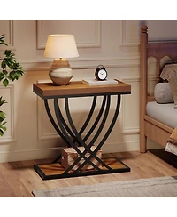 Tribesigns Side Table Set of 2, 2-Tier Narrow End Table for Living Room, Industrial Nightstand with Metal Frame, Small Bedside Tables