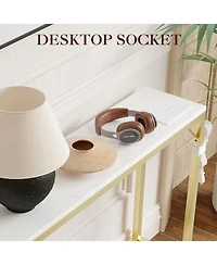 gaomon 39.4" Industrial Console Table with Usb Ports & Power Outlets - Versatile Entryway Table for Living Room, Hallway, Easy Assembly