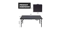 gaomon Folding Table 4FT, Heavy Duty Portable Plastic Folding Table with Handle, Anti-Slip Feet, Waterproof, Easy to Clean, Adjustable Height