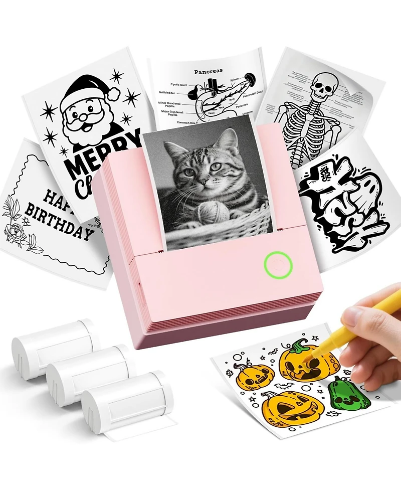 Swifint PM290C Inkless Sticker Maker: Portable Bluetooth Printer with 3 Paper Rolls