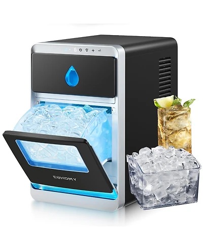 Euhomy 26lbs Per Day Portable Crescent Ice Maker Countertop in Black with Ice Scoop and Self-Cleaning