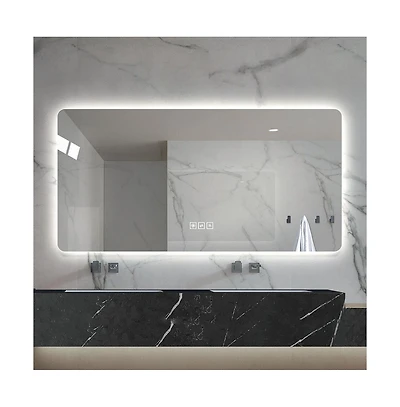 Busdays 2860in Led bathroom mirror, corrosion-resistant, three-color dimmable, backlit mirror with one-touch demist function