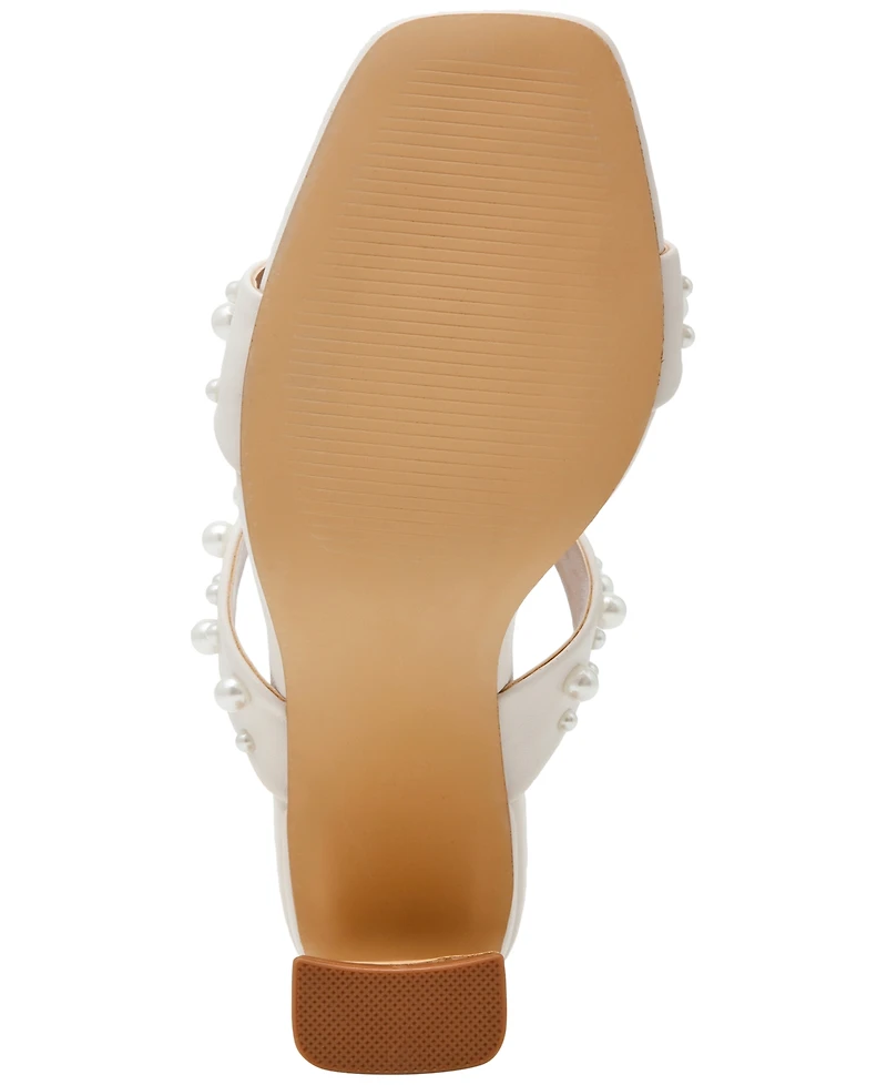 Dv Dolce Vita Women's Veniss Imitation Pearl Two-Band Slide High Heel Slip-On Dress Sandals