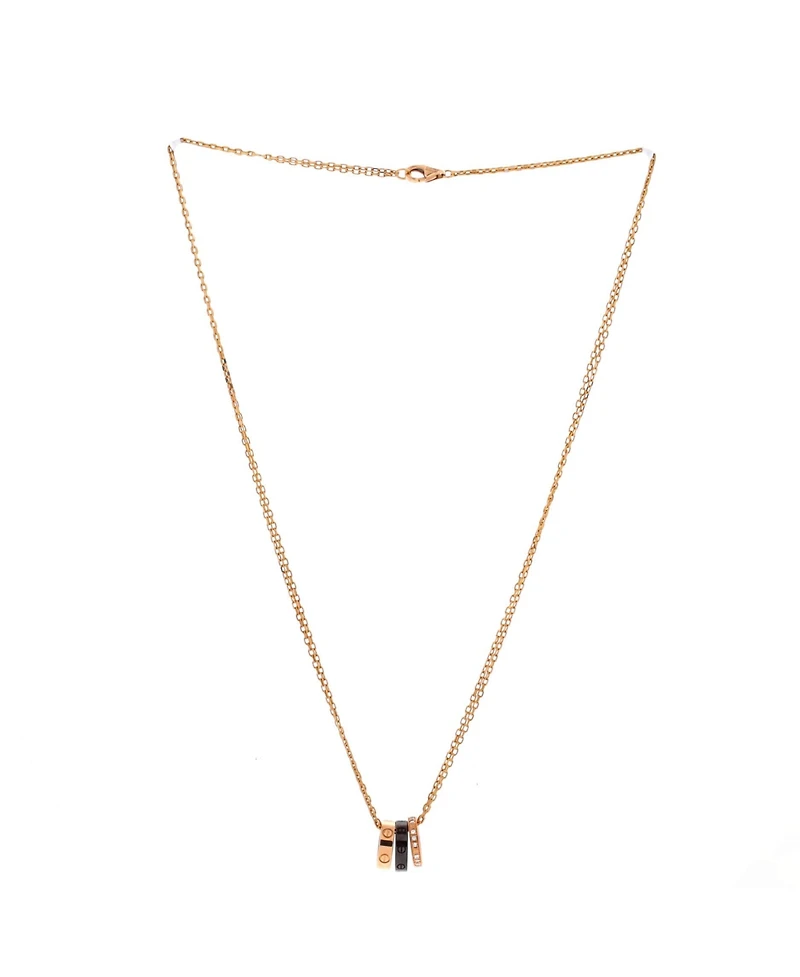 Pre-Owned Cartier Love 3 Ring Pendant Necklace