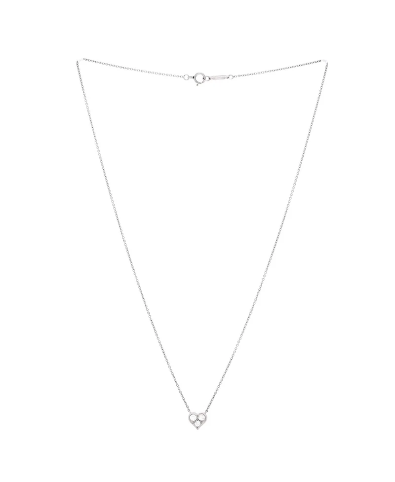 Pre-Owned Tiffany & Co Heart 3 Diamond Pendant Necklace