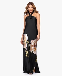 Betsy & Adam Petite Halter Neck Sheath Gown