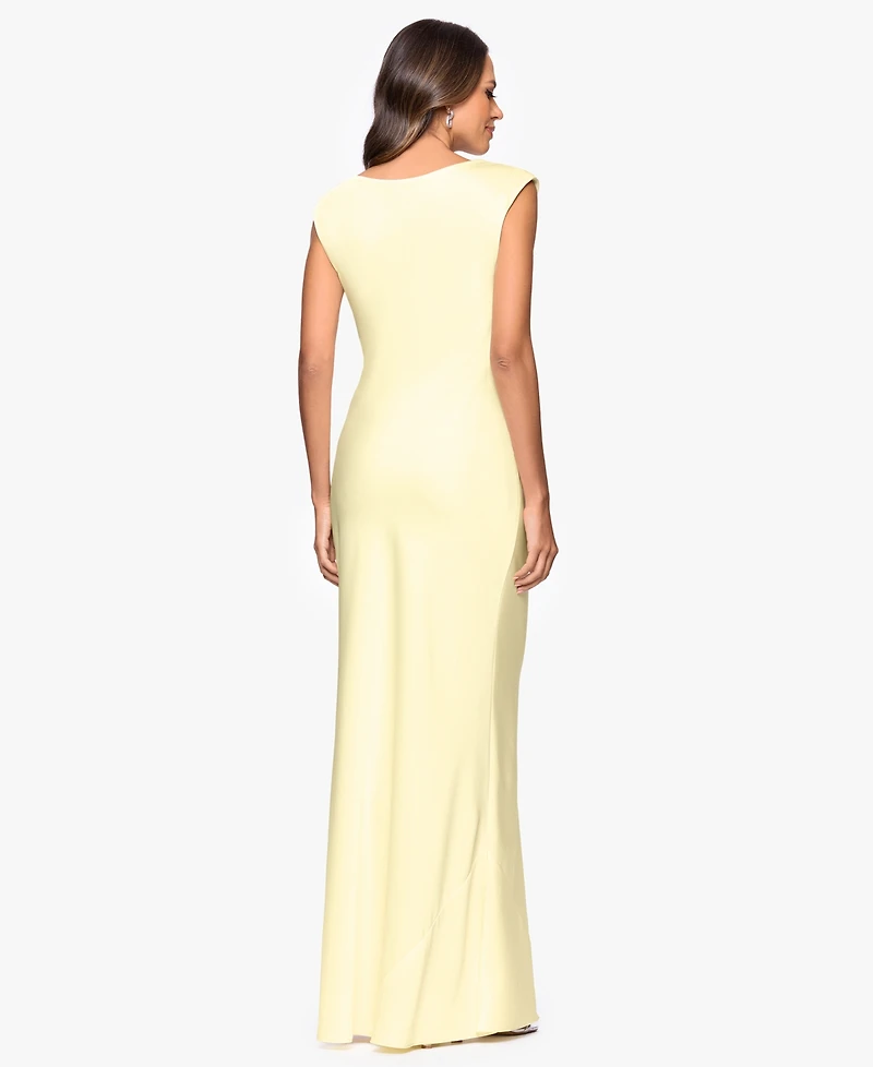 Betsy & Adam Petite Cowl Neck Gown