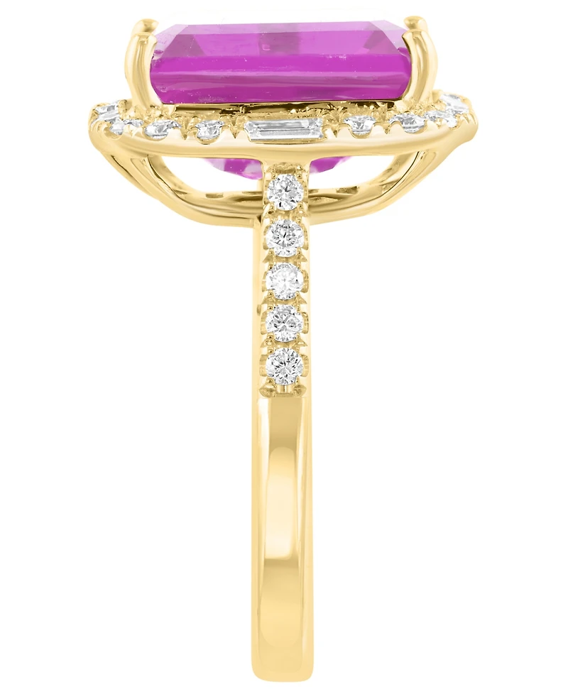 Effy Collection Lab-Grown Pink Sapphire (6-7/8 ct. t.w.) & Diamond (5/8 ct. t.w.) Ring in 14k Yellow Gold