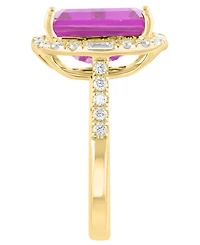 Effy Collection Lab-Grown Pink Sapphire (6-7/8 ct. t.w.) & Diamond (5/8 ct. t.w.) Ring in 14k Yellow Gold