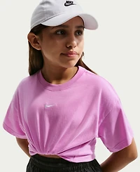 Nike Big Girls Sportswear Essential Cotton Swoosh Logo T-Shirt