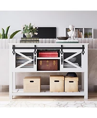 gaomon 46" Farmhouse Entryway Console Table with Sliding Barn Door & Ample Storage Shelf - Narrow Rustic Wooden Sofa Table for Living Room and Foyer