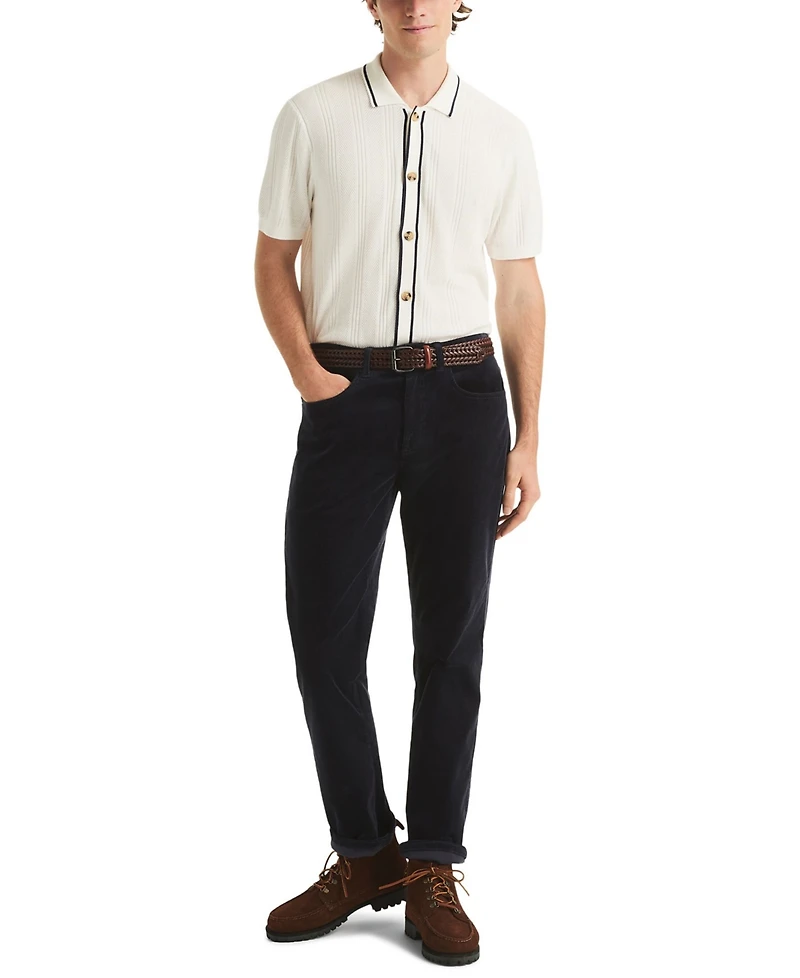 Nautica Men's Textured Open Front Polo Sweater