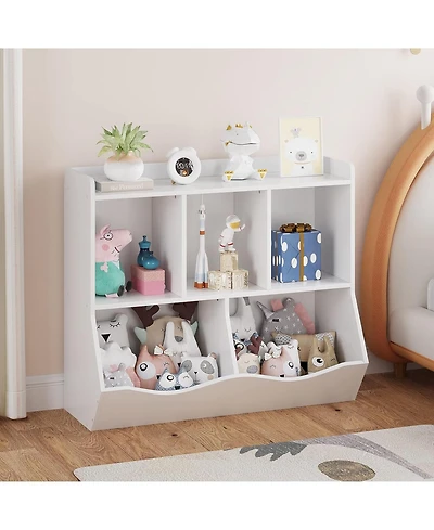 gaomon Kids Bookshelf Toy Storage Organizer – Wood Toy Storage Cabinet, Children's Toy Shelf, Kids Book Rack, Storage Bookshelf for Playroom, B