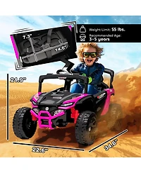 Qaba 12V Kids Ride On Truck with Dual Motors for 3-8 Boys Girls,