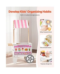 Slickblue Kids Ice Cream Cart Playset with 20+ Accessories and Food Toys