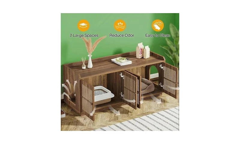 Zeus & Ruta Extra Large Wooden Cat Litter Box Enclosure