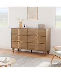 gaomon Modern Wooden 6 Drawer Dresser with Vintage Pattern Design