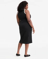 On 34th Trendy Plus Contrast-Trim High-Neck Sleeveless Midi Dress, Macy's Exclusive