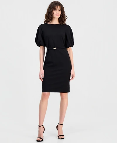 Anne Klein Women's Belted Puff-Sleeve Sheath Dress