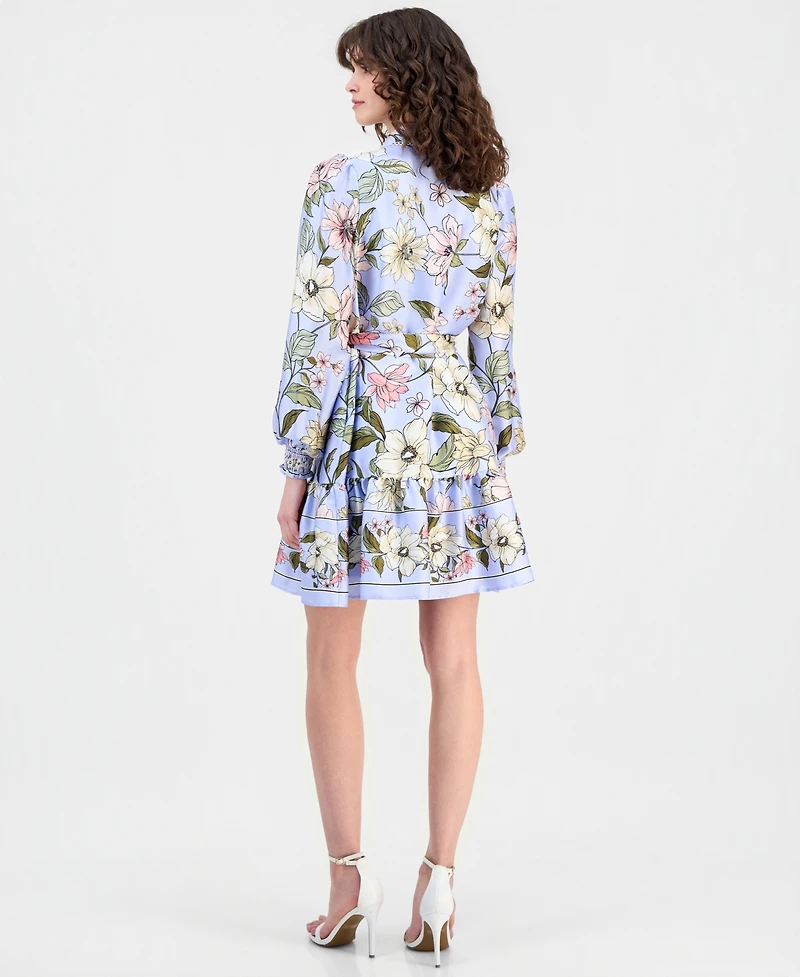 Anne Klein Women's Floral Print Blouson-Sleeve Shirtdress