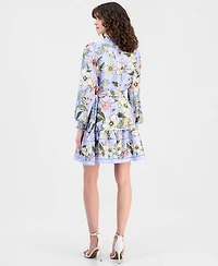 Anne Klein Women's Floral Print Blouson-Sleeve Shirtdress