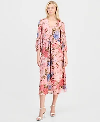 Anne Klein Women's Belted V-Neck Dress