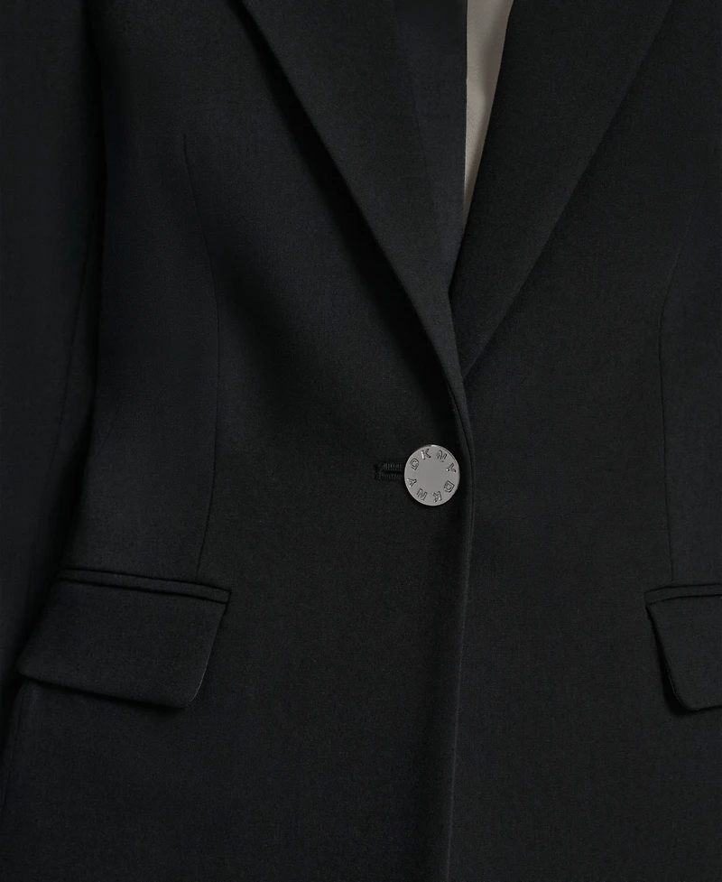 Dkny Women's Newspaper-Print One-Button Blazer