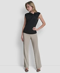 Dkny Women's Asymmetric Neck Cap-Sleeve Knit Top