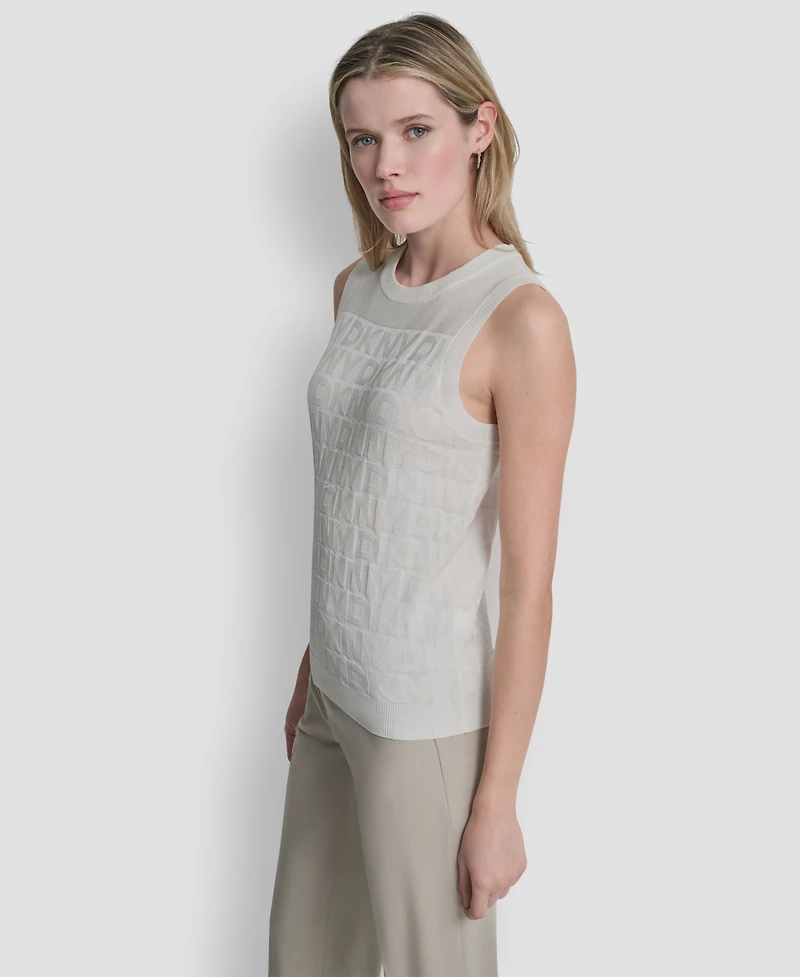 Dkny Women's Sleeveless Logo Printed Sweater
