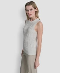 Dkny Women's Sleeveless Logo Printed Sweater