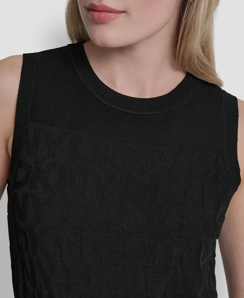 Dkny Women's Sleeveless Logo Printed Sweater