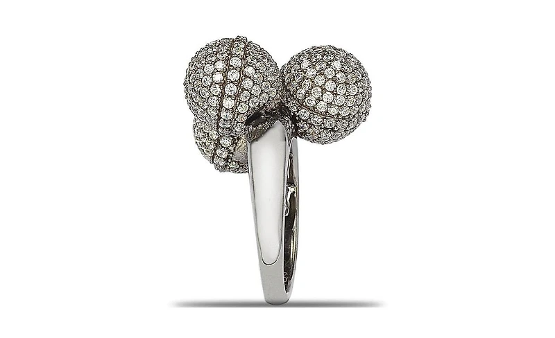Suzy Levian New York Sterling Silver Cubic Zirconia Three Disco Ball Ring
