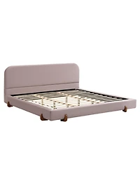 Streamdale Unique Design, Velvet and Solid Wood Legs Upholstered Bed Frame, King