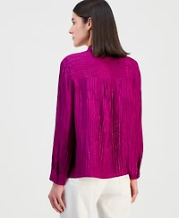 Eileen Fisher Women's Silk Mandarin Collar Button Blouse