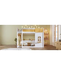 Streamdale Furniture Full over Full Bunk Bed with Storage Shelves, Window, and Two Doors