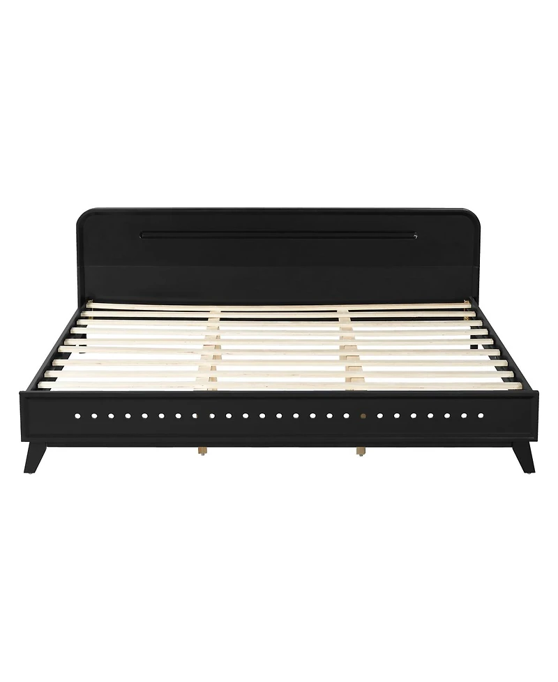 Streamdale Furniture Solid King Wood Bed Frame with Elegant Headboard
